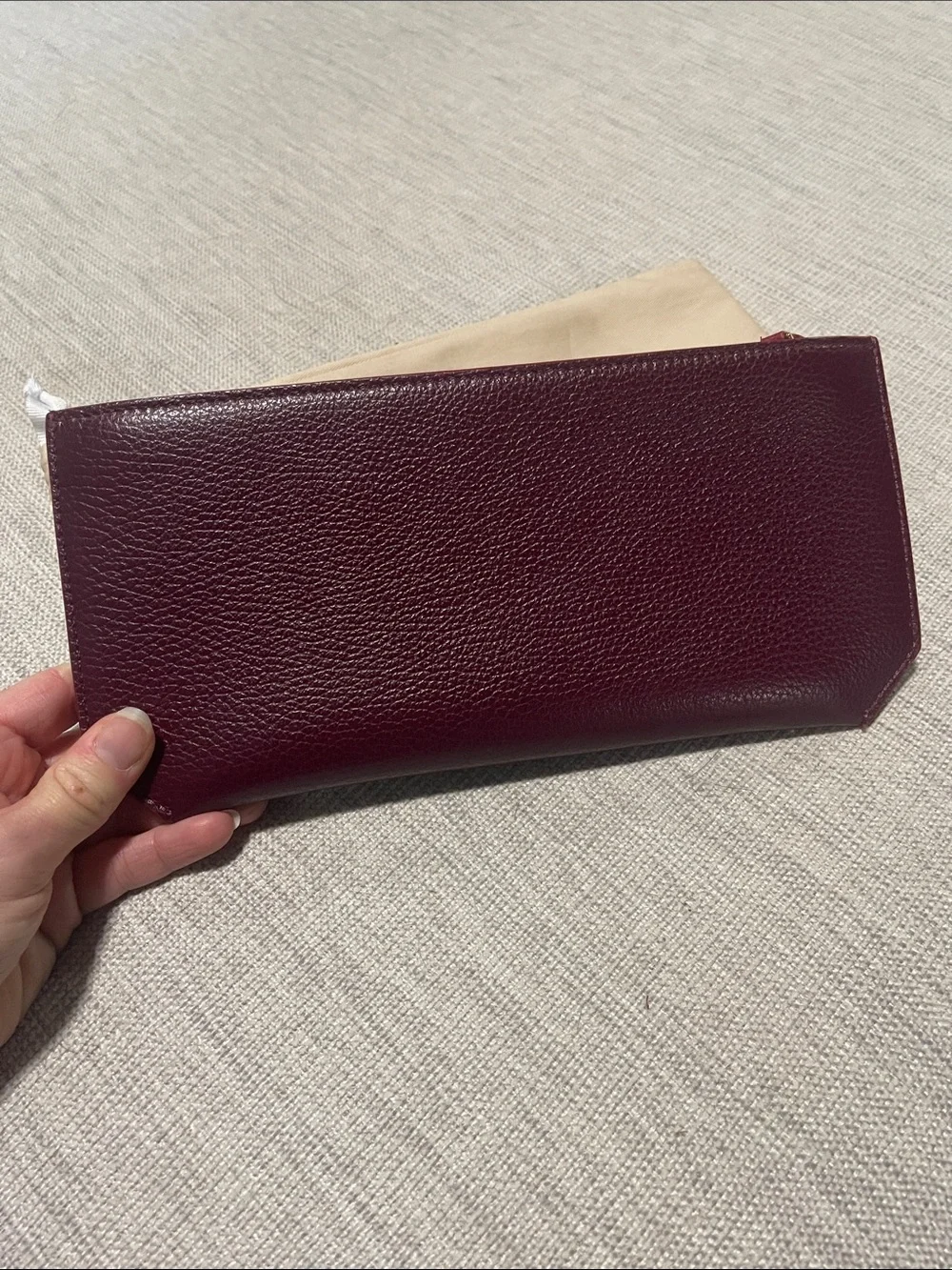 Senreve Two-Tone Burgundy and Red Pebbled Leather Wrist Pouch